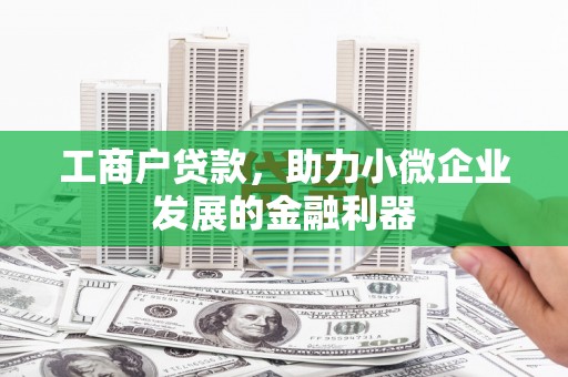 夷陵工商户贷款，助力小微企业发展的金融利器
