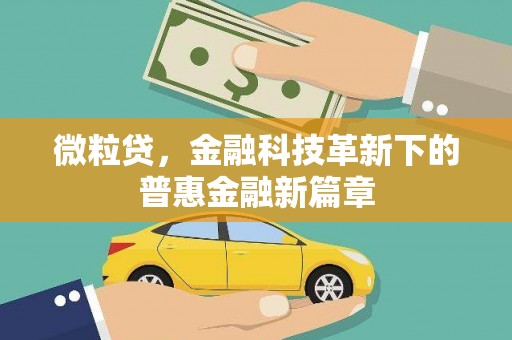夷陵微粒贷，金融科技革新下的普惠金融新篇章